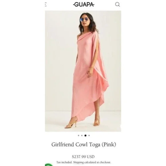 Guapa Girlfriend Cowl Toga Pink Dresses One Shoulder Size‎ XL